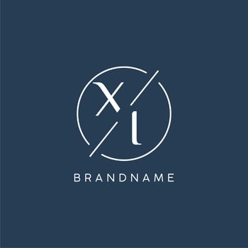Initial letter XI logo monogram with circle line style vector