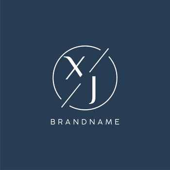 Initial letter XJ logo monogram with circle line style vector