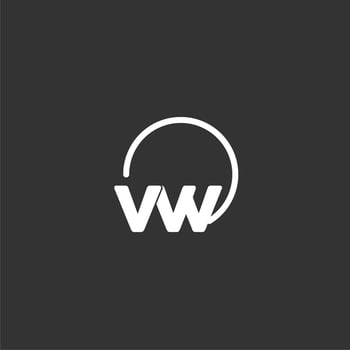 VW initial logo with rounded circle vector