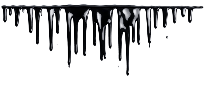 Black paint drips border isolated on a transparent background. AI Generative png