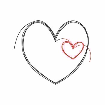 Two linked heart, continuous one line drawing. Two heart connected. Hand drawn, simple and minimalist illustration of love. vector