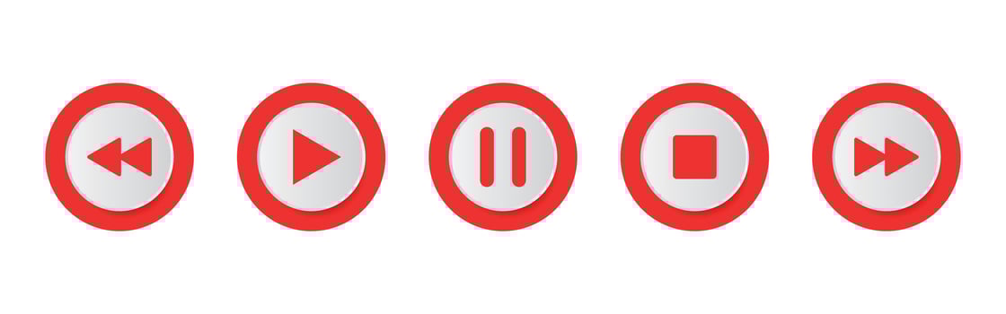 Play, Pause, Next, Previous And Stop Button Set, Multimedia Player Icon, Music Elements Design, Media Player Button, Play Back Symbol Vector Illustration