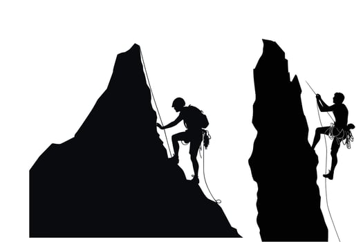 Climbing man silhouette, Hiking man climbing silhouette Silhouette of a Man hiking on mountain, hiking climbing silhouette vector