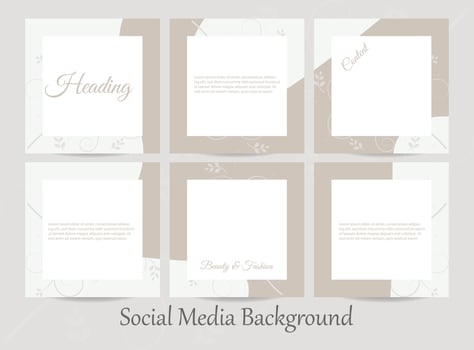 Social media branding template, social media background mockup in nude colors with abstract torn rip paper texture for beauty, cosmetics, fashion, jewelry, and makeup content creators in vector file.