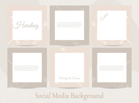 Social media branding template. Social media story post feed mockup in beige and pink colors. Minimal abstract background layout for beauty, cosmetics, fashion, make-up, and salon vector