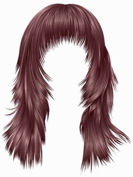 trendy woman long hairs pink copper colors .  beauty fashion .  realistic 3d vector