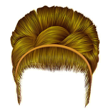 retro  hairstyle babette with pigtail.women yellow hairs . fashion beauty . vector