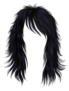 trendy woman long hairs brunette black  colors .  beauty fashion .  realistic 3d vector