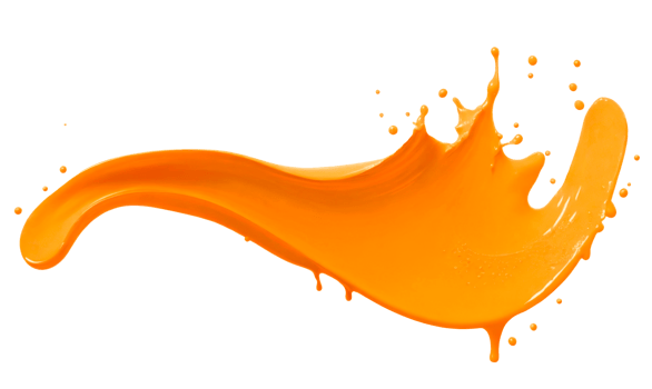 Orange color paint splash isolated on transparent background. AI Generative png