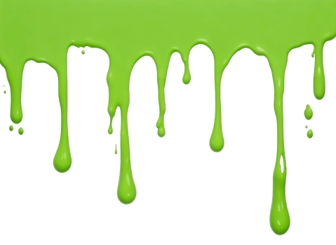 Green paint drips border isolated on a transparent background. AI Generative png