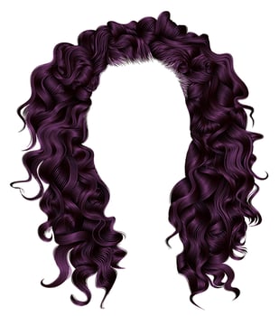 long curly hairs purplecolors  .  beauty fashion style . wig . vector