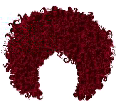 trendy curly  Red hair  . realistic  3d . spherical hairstyle . fashion beauty style . vector