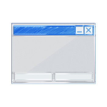 Computer window tab Y2K blue element sticker with chrome effect png