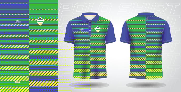 blue green yellow polo sport shirt sublimation jersey template vector