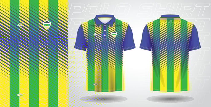 blue green yellow polo sport shirt sublimation jersey template vector