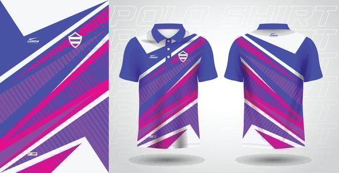 blue purple pink polo sport shirt sublimation jersey template vector
