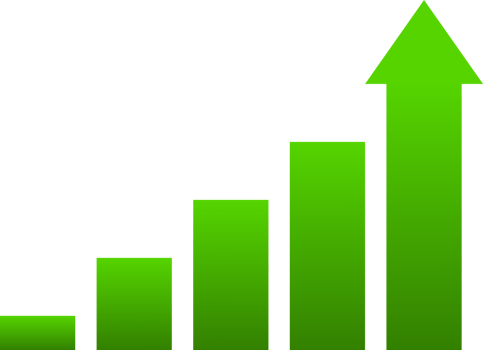 arrow graph growing uptrend and red graph downward trend financial business statistics png