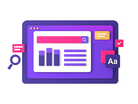 3d purple illustration icon of working on a business job front for UI UX web mobile apps social media ads design png