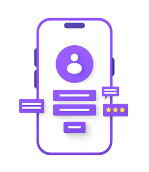 3d purple illustration icon of using smartphone for login or sign in to social media app account profile front png