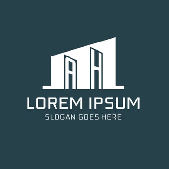 Initial AH logo for real estate with simple building icon design ideas vector