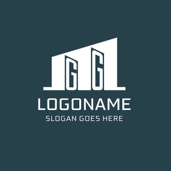 Initial GG logo for real estate with simple building icon design ideas vector