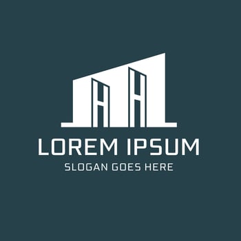 Initial HH logo for real estate with simple building icon design ideas vector
