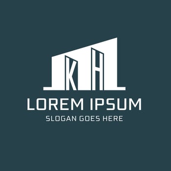 Initial KH logo for real estate with simple building icon design ideas vector