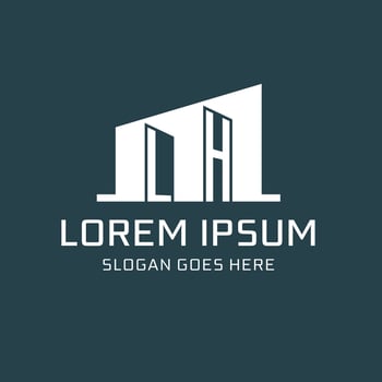 Initial LH logo for real estate with simple building icon design ideas vector