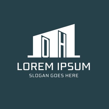Initial OH logo for real estate with simple building icon design ideas vector
