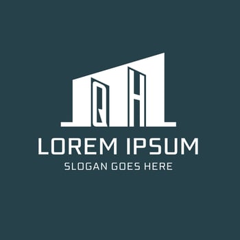 Initial QH logo for real estate with simple building icon design ideas vector