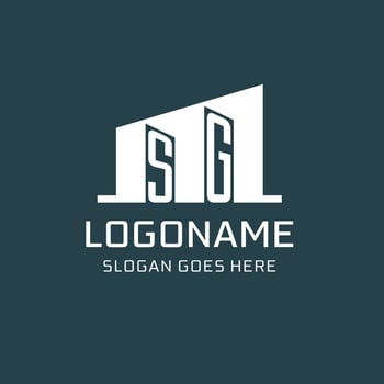 Initial SG logo for real estate with simple building icon design ideas vector