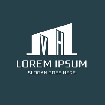 Initial VH logo for real estate with simple building icon design ideas vector