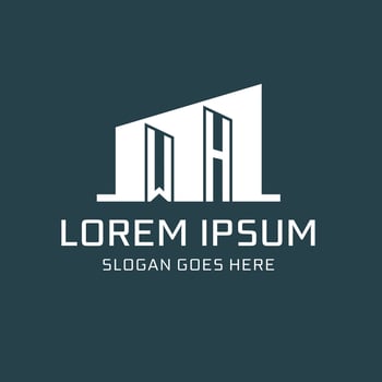 Initial WH logo for real estate with simple building icon design ideas vector