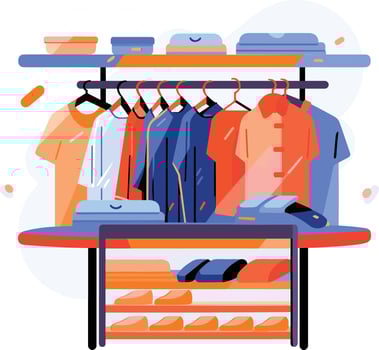 Hand Drawn clothing stores and shops in shopping malls in flat style vector