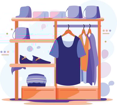 Hand Drawn clothing stores and shops in shopping malls in flat style vector