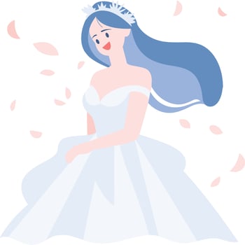 Hand Drawn beautiful and elegant wedding dress in flat style vector