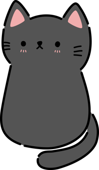 black cat cartoon doodle flat design sticker decorating element png