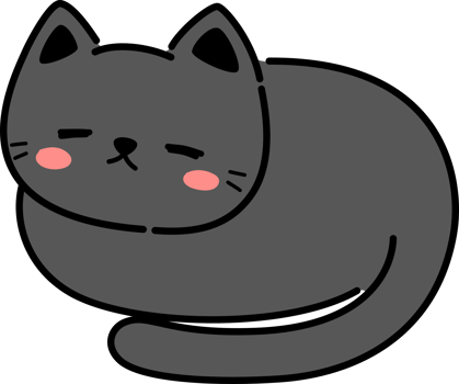 sleeping black cat flat design cartoon doodle element png