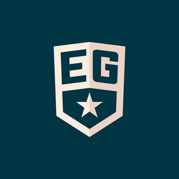 Initial EG logo star shield symbol with simple design vector