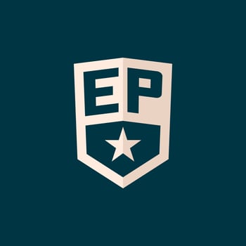 Initial EP logo star shield symbol with simple design vector