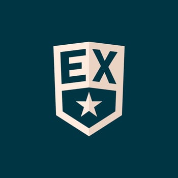 Initial EX logo star shield symbol with simple design vector