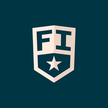 Initial FI logo star shield symbol with simple design vector