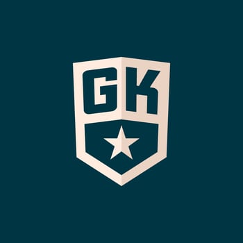 Initial GK logo star shield symbol with simple design vector