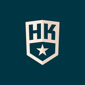 Initial HK logo star shield symbol with simple design vector