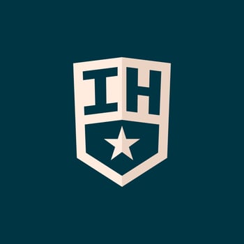 Initial IH logo star shield symbol with simple design vector