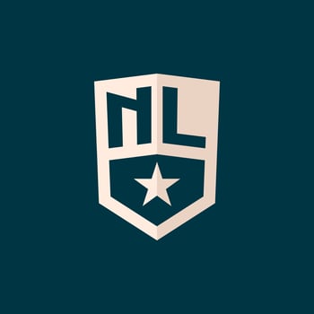 Initial NL logo star shield symbol with simple design vector