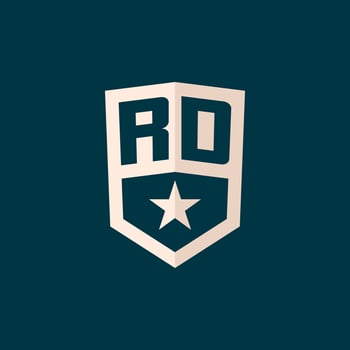Initial RD logo star shield symbol with simple design vector