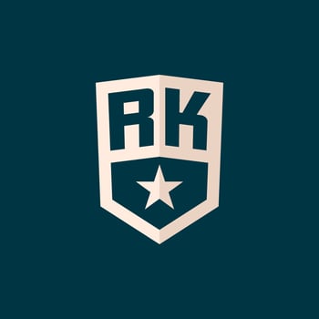 Initial RK logo star shield symbol with simple design vector