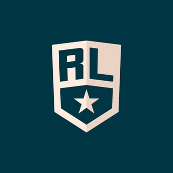 Initial RL logo star shield symbol with simple design vector