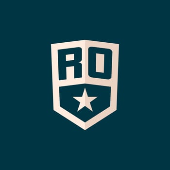 Initial RO logo star shield symbol with simple design vector